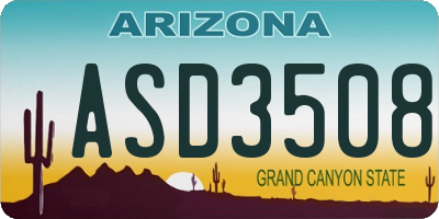 AZ license plate ASD3508