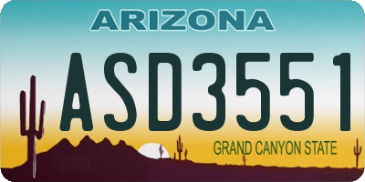 AZ license plate ASD3551