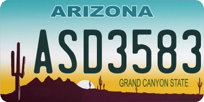 AZ license plate ASD3583