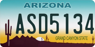 AZ license plate ASD5134
