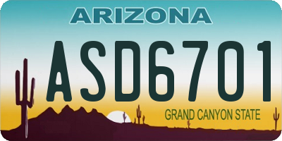 AZ license plate ASD6701