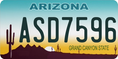AZ license plate ASD7596
