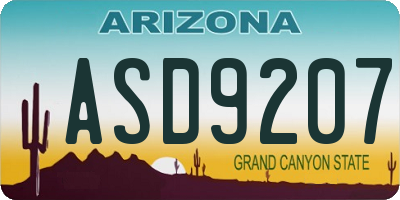 AZ license plate ASD9207