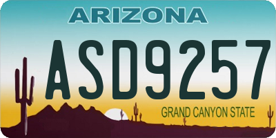AZ license plate ASD9257