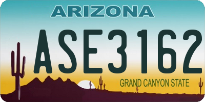 AZ license plate ASE3162