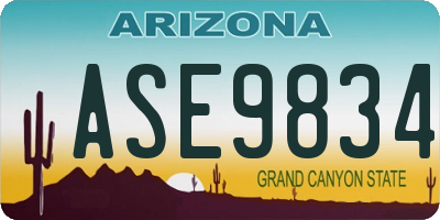 AZ license plate ASE9834
