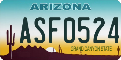 AZ license plate ASF0524