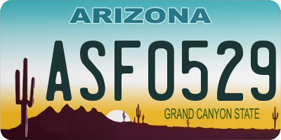 AZ license plate ASF0529