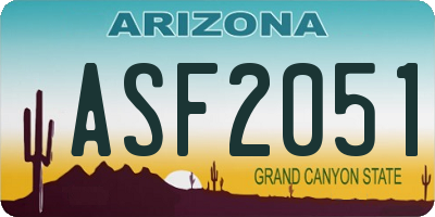 AZ license plate ASF2051