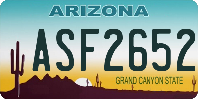 AZ license plate ASF2652