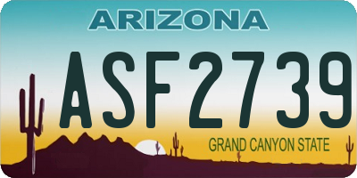 AZ license plate ASF2739