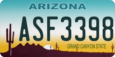 AZ license plate ASF3398