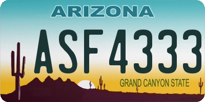 AZ license plate ASF4333