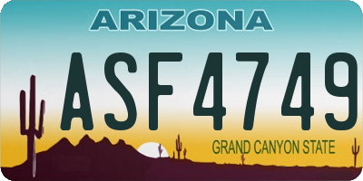 AZ license plate ASF4749