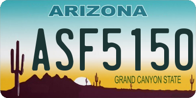 AZ license plate ASF5150