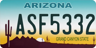 AZ license plate ASF5332