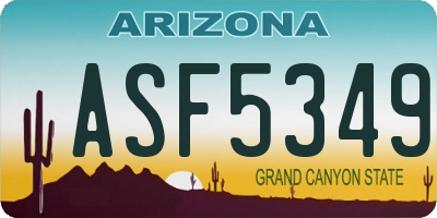 AZ license plate ASF5349
