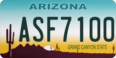 AZ license plate ASF7100