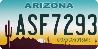 AZ license plate ASF7293