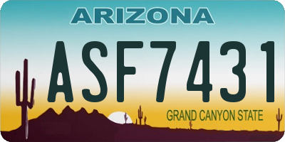AZ license plate ASF7431