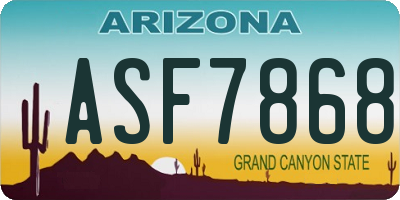 AZ license plate ASF7868