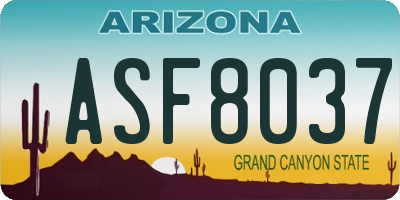 AZ license plate ASF8037
