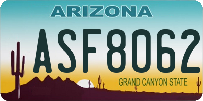 AZ license plate ASF8062
