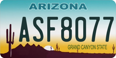 AZ license plate ASF8077