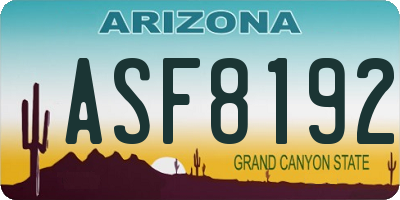 AZ license plate ASF8192