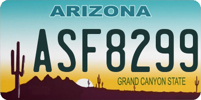 AZ license plate ASF8299