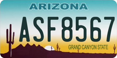 AZ license plate ASF8567