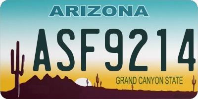 AZ license plate ASF9214