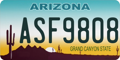 AZ license plate ASF9808