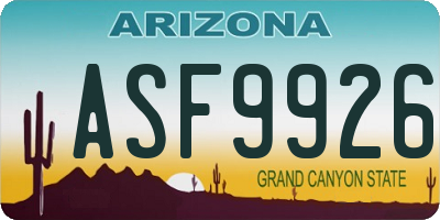 AZ license plate ASF9926