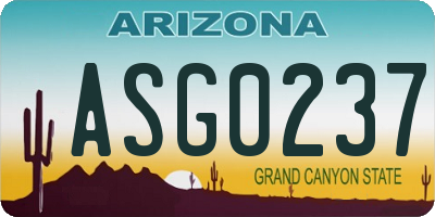 AZ license plate ASG0237