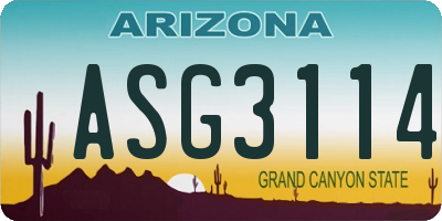 AZ license plate ASG3114