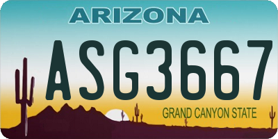 AZ license plate ASG3667