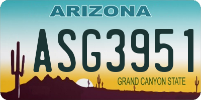AZ license plate ASG3951