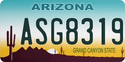 AZ license plate ASG8319