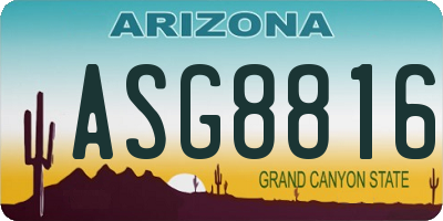 AZ license plate ASG8816