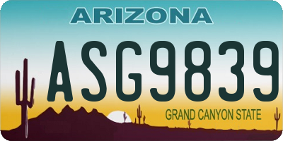 AZ license plate ASG9839