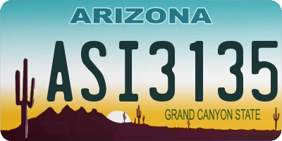 AZ license plate ASI3135
