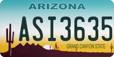 AZ license plate ASI3635