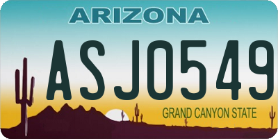AZ license plate ASJ0549