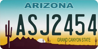 AZ license plate ASJ2454