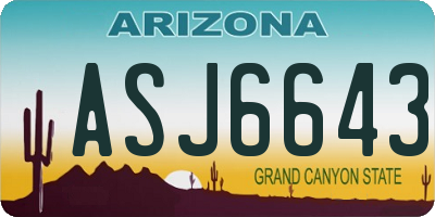 AZ license plate ASJ6643
