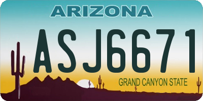 AZ license plate ASJ6671