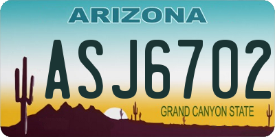 AZ license plate ASJ6702