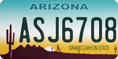 AZ license plate ASJ6708