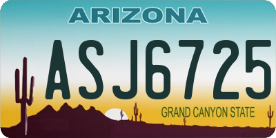 AZ license plate ASJ6725